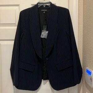 Lane Bryant, blue blazer, pin striped